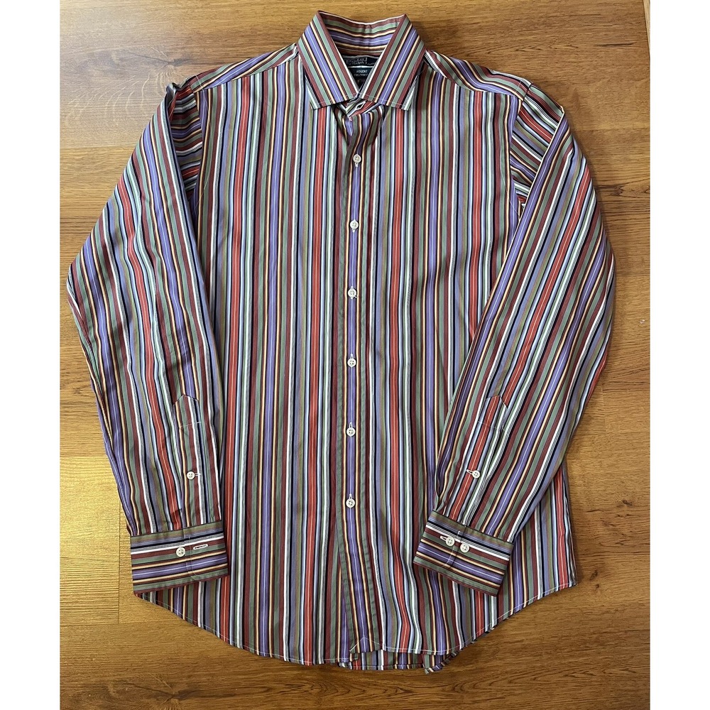 Ralph Lauren Polo Shirt Button Up Stripped Long Sleeve Men's 15.5